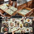thumbnail image 3 of Sage Green Summer Botanical Placemats for Dinning Table Set of 6, Palm Leaf Modern Art Burlap Kitchen Place Mats Waterproof Cloth Table Mats, Indoor Outdoor Placemats Easy Clean Dinner Decor, 3 of 8