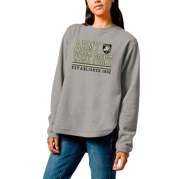 Women's League Collegiate Wear  Heather Gray Army Black Knights Victory Springs Tri-Blend Fleece Pullover Sweatshirt