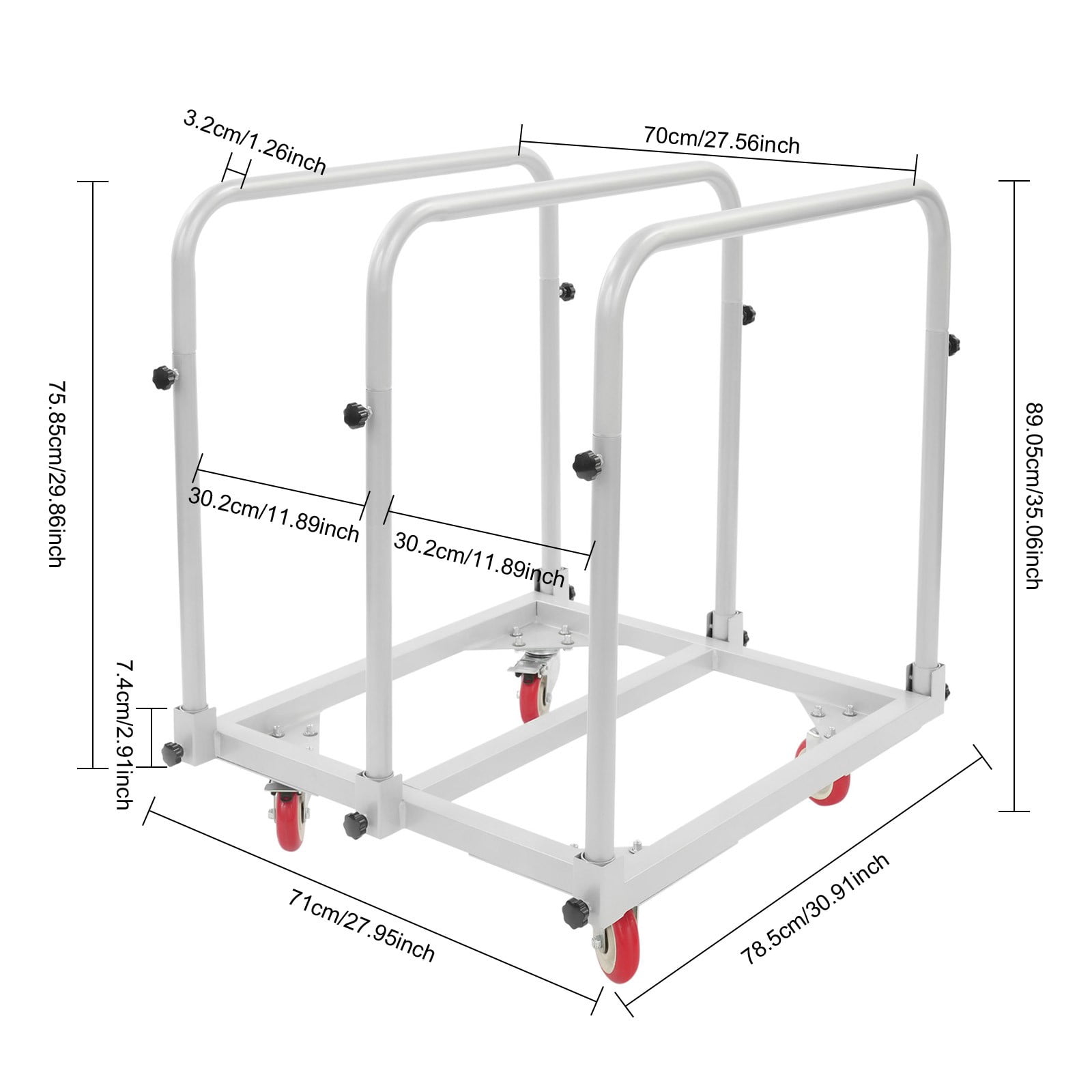 ToppiJoy Heavy Duty Hand Truck Dolly with 4 Swivel Casters, Industrial Hand Cart Hold up to 1400lbs for Plywood, Warehouse, Factory, Workshop (Grey)