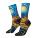 thumbnail image 1 of Balery Starry Night Sunflower Field Calcetas Largas con Estampado para Hombre y Mujer – Suaves y Transpirables, Talla Única (US 5-11), 1 of 6
