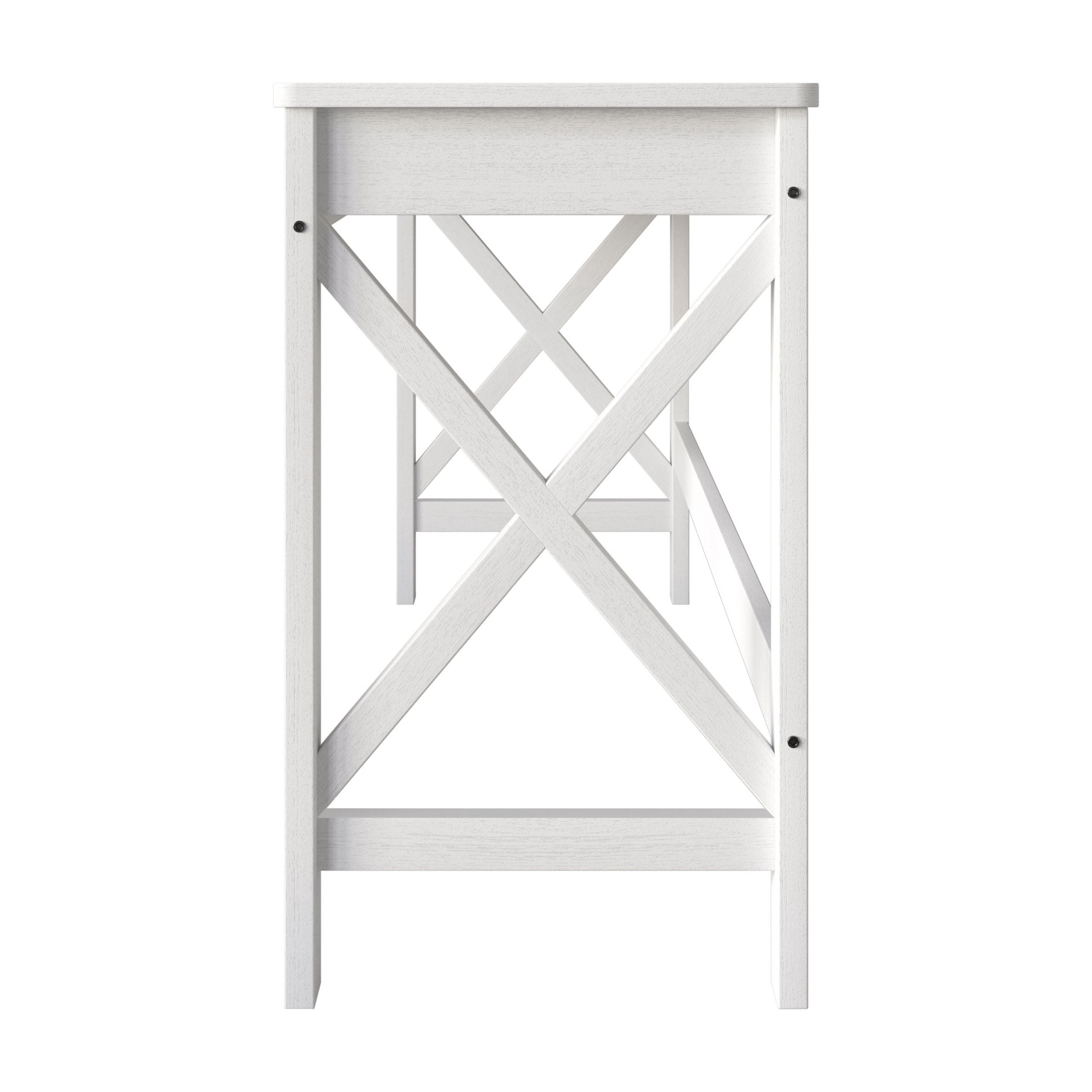 Home Design Beatrice Writing Desk with Spacious Tabletop and Built-In Drawers, Timeless Clean-Lined Design for Bedroom, Home Office, or Study Nook, White
