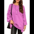 thumbnail image 3 of Sudadera para Mujer, Estilo Informal, de Larga, con Botones y Cuello Henley, Estilo Túnica, para Otoño. Rosa Brillante L, 3 of 7