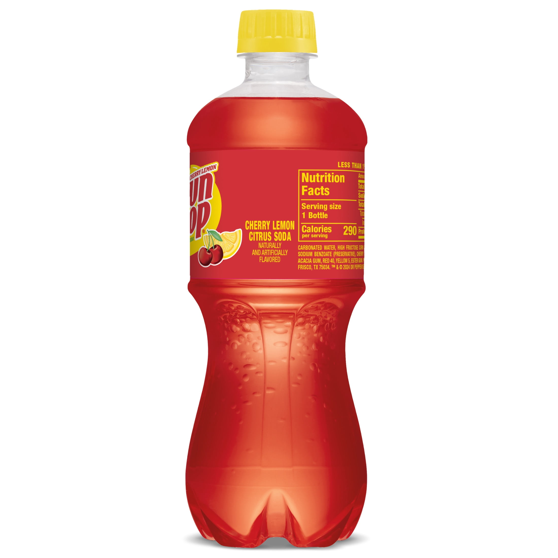 Sun Drop Cherry Lemon Citrus Soda Pop, 20 fl oz, Bottle