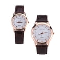 thumbnail image 2 of relojes de cuarzo elegantes y modernos, sencillos y casuales, para parejas (marrón para hombre y marrón para mujer)., 2 of 5