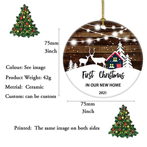 Our First Christmas Engraved 2021 Christmas Tree Snow Ornament Gift for Wedding Romatic Newlywed Couple 2021 3inch Engraved
