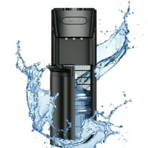 UrbanSync Bottom-Loading Water Dispenser w/ Hot, Room & Cold Water | Child Safety Lock, LED Display, Black