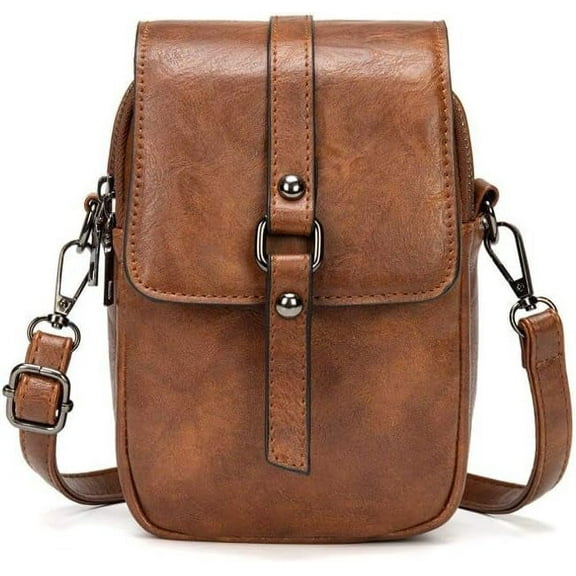 mirlewaiy Vintage Crossbody Phone Bag for Women, Small PU Leather Shoulder Purse and Handbag