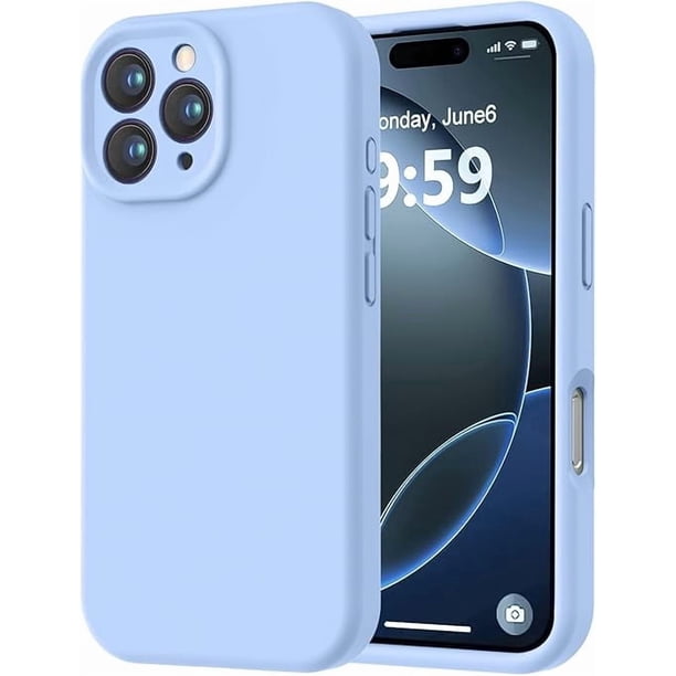 Funda de Silicona Premium, Forro de Microfibra Suave, para iPhone 16 Pro de 6.3 Pulgadas, Azul Claro