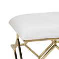 thumbnail image 2 of Leatherette Ottoman with Geometric Metal Base, White and Gold, 2 of 5