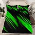 thumbnail image 2 of Homewish Geometric Lines Print Full Size Sheets,Stripes Pattern Bed Sheets,Green Black Sheet Sets For Teens,Luxury Bedroom Decor,4-Piece, 2 of 7