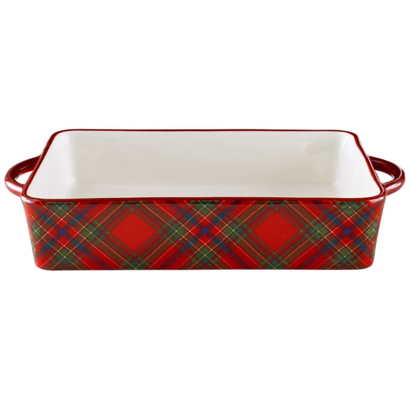Better Homes & Gardens Holiday Plaid Stoneware Rectangular Baking Dish, 7" x 11"