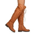 thumbnail image 2 of Nature Breeze FG08 Women Leatherette Over The Knee Lace Up Combat Boot, 2 of 3