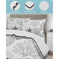 thumbnail image 4 of Quilts Twin-XL Size Bedding Set, Grey Coastal Lightweight Quilted Comforter, Ocean Coral Starfish Shell Modern Sea Soft Reversible Bedspread Coverlet with Pillow Covers for All Season, 68" x 98", 4 of 7