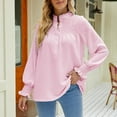 thumbnail image 2 of BLVB Womens Spring Fall Tunic Tops Crewneck Fold Button Long Sleeve Shirts Solid Casual Loose Ladies Dressy Blouse, 2 of 4