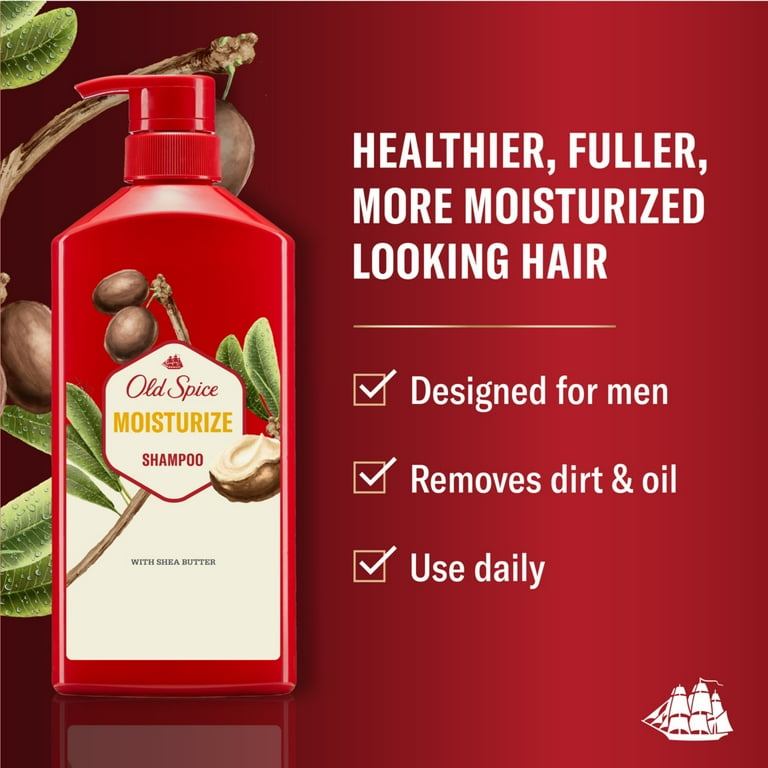 Old Spice Moisturize Shampoo for Men with Shea Butter, All Hair