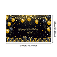 thumbnail image 2 of Black Gold Happy Birthday 16th Banner Background with Balloons Stars and Gifts Party Supplies Photography Props Birthday Decoration Party Decorations Backdrop, 2 of 7