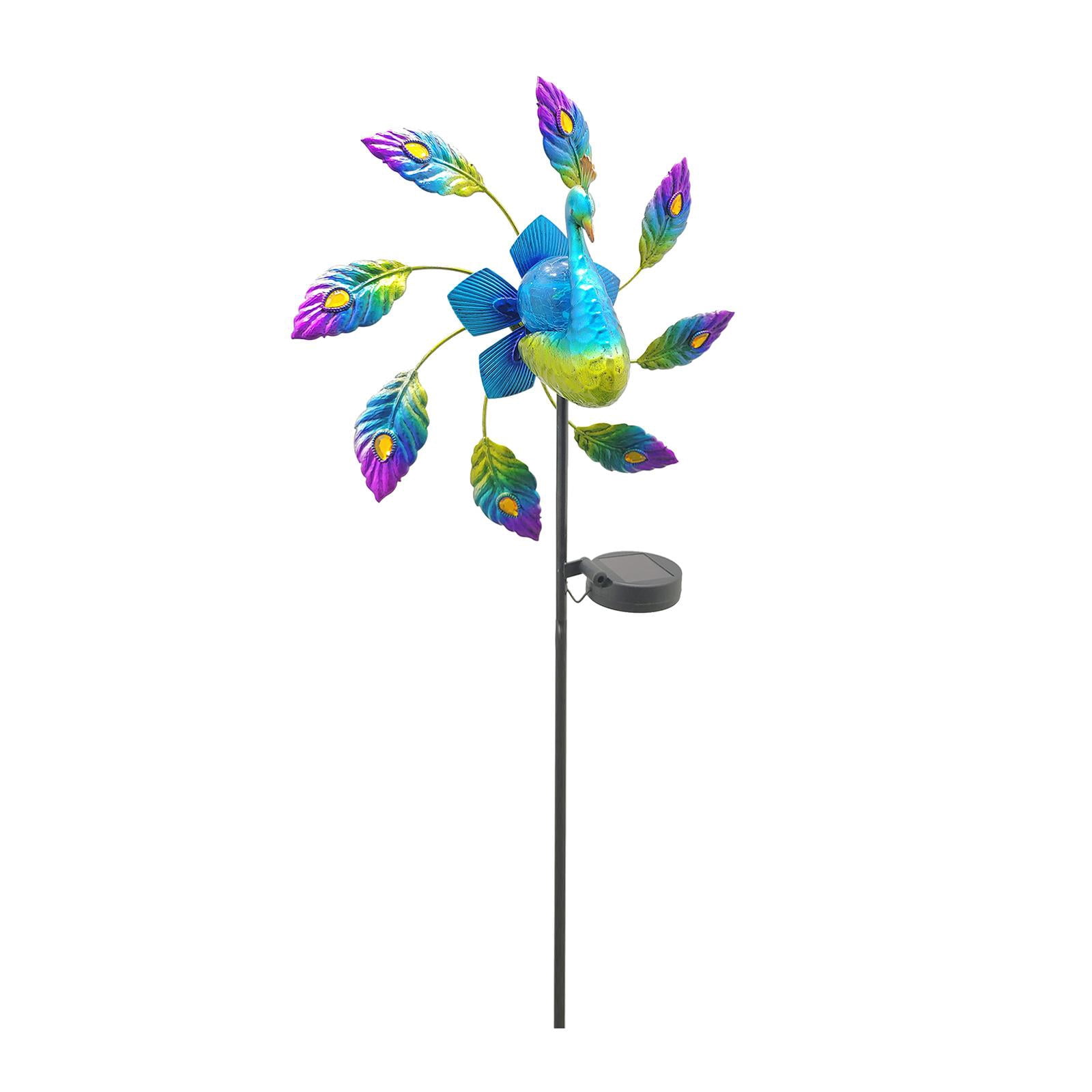 Solar Wind Metal Garden Stake Outdoor Decorative Wind Sculpture for Yard Pathway Lawn Patio Porch Plants Decor