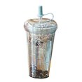 thumbnail image 4 of Taza de café con pajita de doble pared, taza de 420 ml, botella para beber con tapa y pajita para jugo, café, reutilizable, 4 of 6
