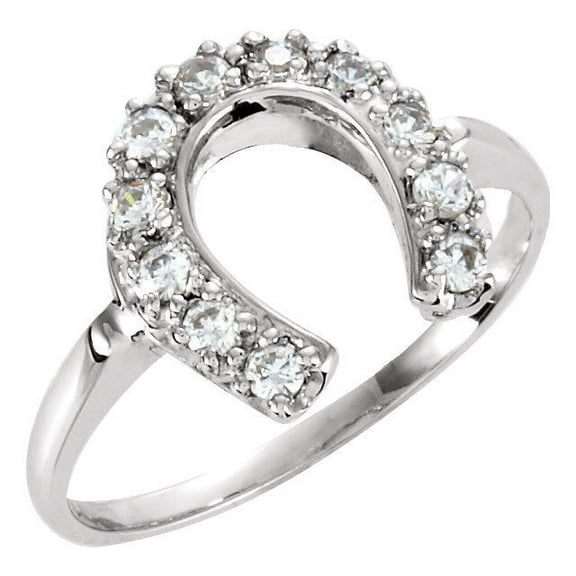 Classic Horseshoe Diamond Wedding Anniversary Ring 1.8 Ct Diamond 14K White Gold Over