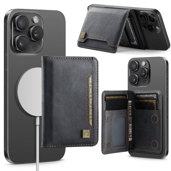 UZMOG  Wallet for Men for MagSafe Wallet, Magnet Phone Wallet RFID Blocking Card Holder for iPhone 17/16/15/14/13/12/ Pro/Max/Plus, Black