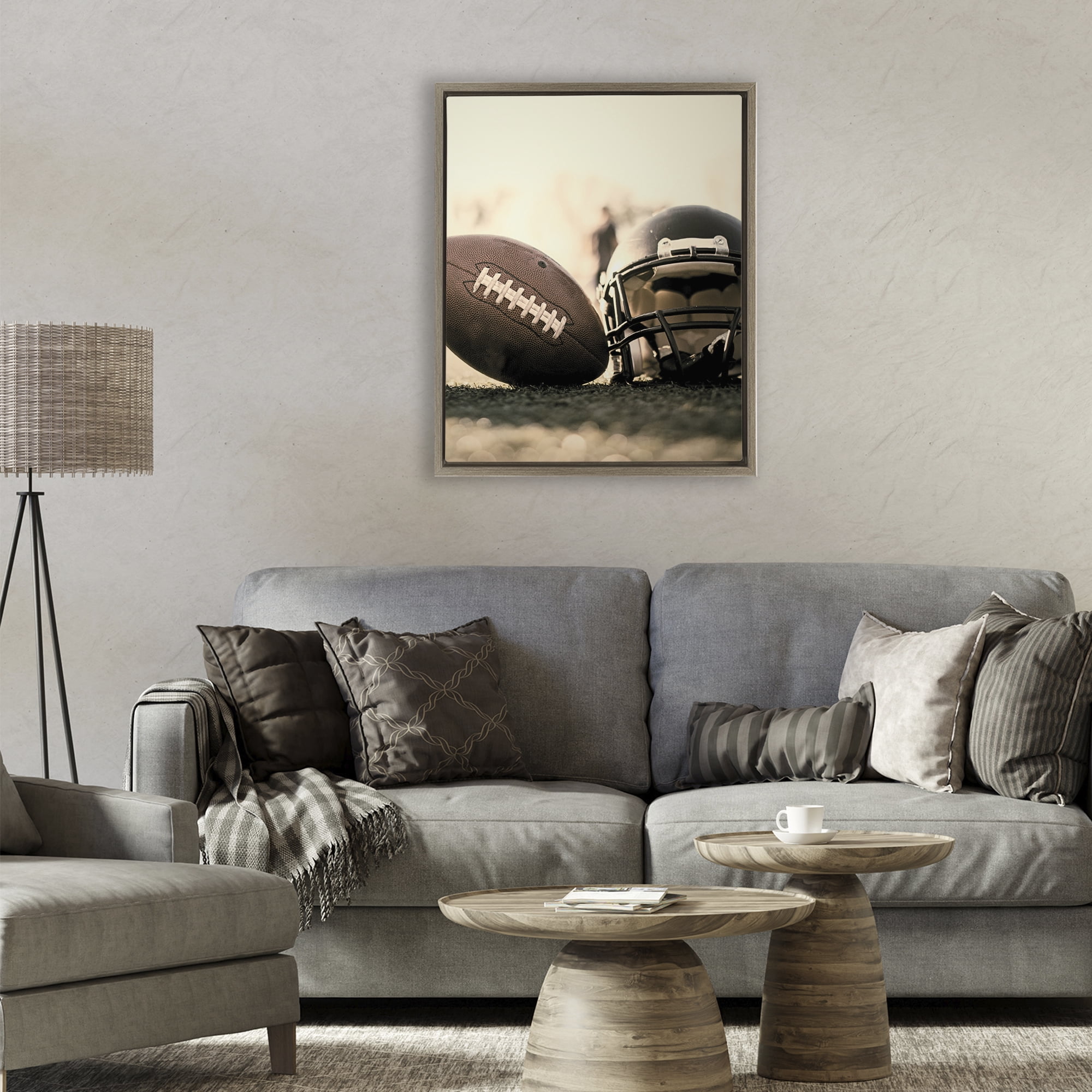 Stupell Industries Football Stand Alone Brown Framed Floater Canvas Wall Art, design by Jesse Keith