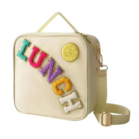 Dusknt Portable Insulated Lunch Bag Beige, Lunch Bag,