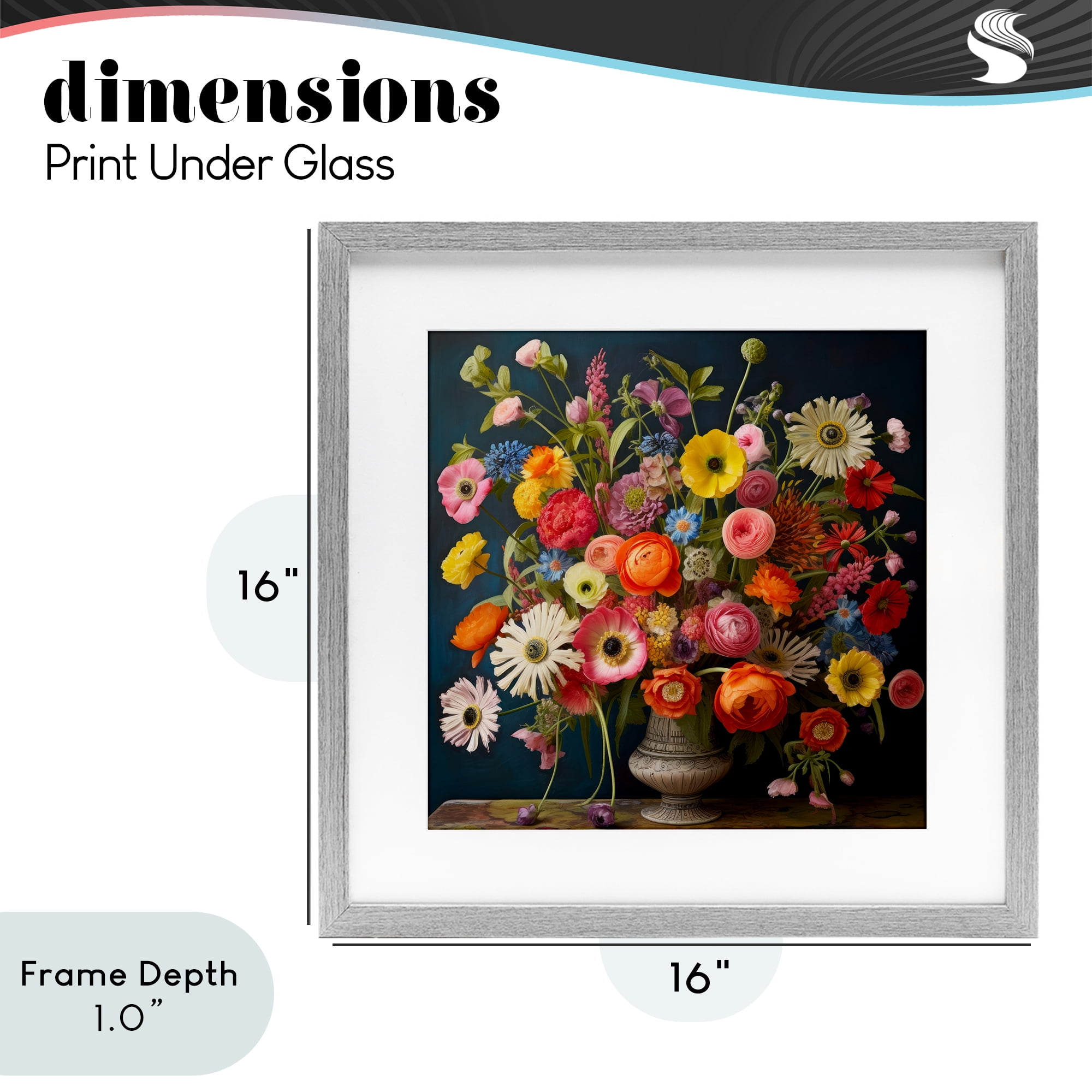 Stupell Industries Harmonious Garden Bouquet Gray Framed Print Under Glass, design by Lazar Studio