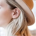 thumbnail image 2 of Geometric Hoop Threader Earrings for Women - Hypoallergenic Lightweight 1 pair, 2 of 4