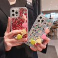 thumbnail image 6 of Sequins Bling Clear Phone Case Compatible with iPhone 13 (NOT Pro) with Love Heart Bracelet Pearl Chain Mermaid Glitter Shining Confetti Shockproof Soft Cover for iPhone 13,Pink with Hand Chain, 6 of 18