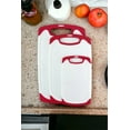 thumbnail image 3 of Cutting Boards for Kitchen w/Juice Groove, Non Slip Handles, Reversible - Plastic Cutting Board Set of 3, Dishwasher Safe Cutting Boards for Chopping Meat, Veggies, Fruits, Non-Slip (White/Red), 3 of 4