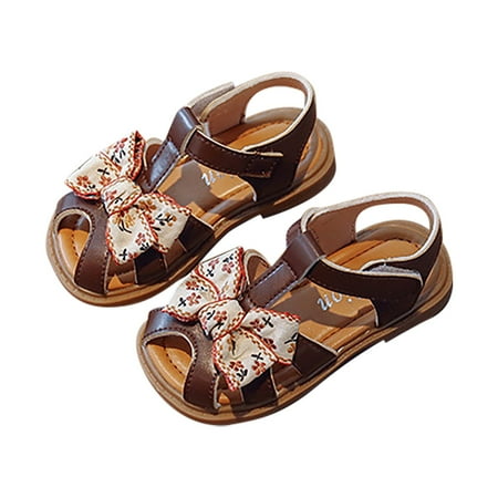 

ZRBYWB Kids Baby Girl Sandals Flower Embroidery Bow Princess Shoes Summer Flat Shoes Summer Shoes