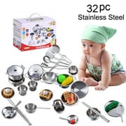 Kiplyki Wholesale 32Pcs Set Kids Play House Kitchen Toys Cookware Cooking Utensils Pots Pans Gift