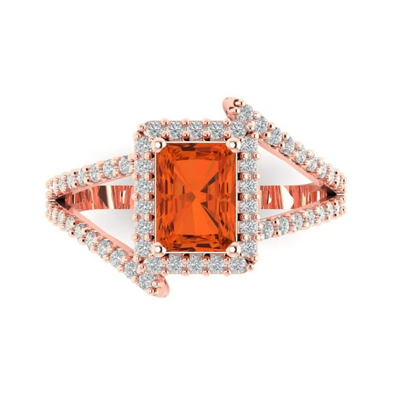 Solitaire with Accents Engagement Ring for Women - 1.935ct Simulated Red Diamond in 18K Rose Gold Promise Ring