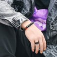 thumbnail image 3 of Pulseras para hombres y mujeres 12 pulseras del zodiaco para jóvenes regalos unisex cuentas ajustables 8mm-10mmaries Feliz Sencillez, 3 of 4