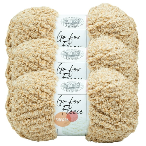 Lion Brand Yarn Go for Fleece Sherpa Honey Super Soft Sherpa Jumbo Polyester Yellow Yarn 3 Pack