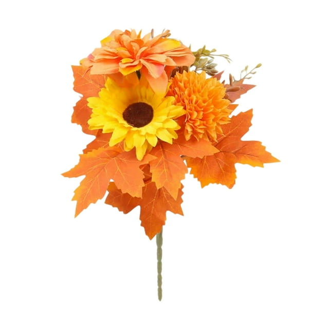 Fall Home Decor Fall Color Faux Flower Bouquet Thanksgiving Maple Leaf Pumpkin Wreath Home Decor Halloween Fall Put Bouquet Decorative Pumpkins for Home Decor