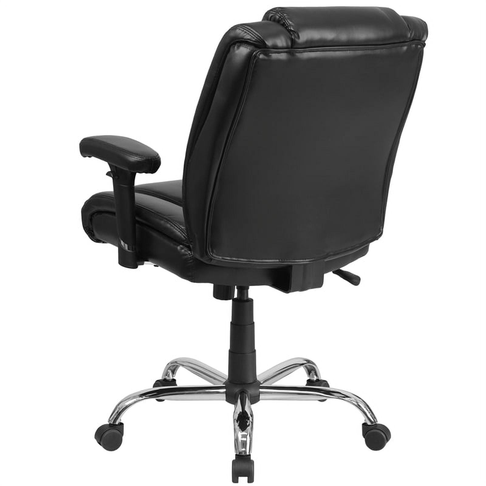 Emma + Oliver 400 lb. Big & Tall Black LeatherSoft Task Adjustable Arm Ergonomic Office Chair