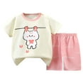 thumbnail image 3 of mgoYE Baby Toddler Girl Clothes Summer Outfits Size 2--3 Years Cartoon Print Tee + Shorts 4 Pieces Summer Shorts Set 3 9 18 24 Months 2T 3T 4T 5T 6T Kids Shorts Set, 3 of 6