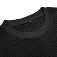 thumbnail image 5 of Men's Crew Neck Short Sleeve Pullover Waffle Knit Shirts Daily Comfortable Fitted Basic T-Shirt-Black-L, 5 of 5