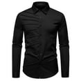 thumbnail image 2 of VgaVtl Dress Shirts Mens Shirts Long Sleeve Cotton Collared Mens Clothes Shirts Black Office Button up Bottoming Solid Slim Shirts, 2 of 7