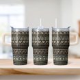 thumbnail image 2 of Bohemian Style 20oz Insulated Travel Cup with Lids & Straws, Stainless Steel Coffee Mug, Double Wall Vacuum Tumbler, Leakproof, 2 of 5