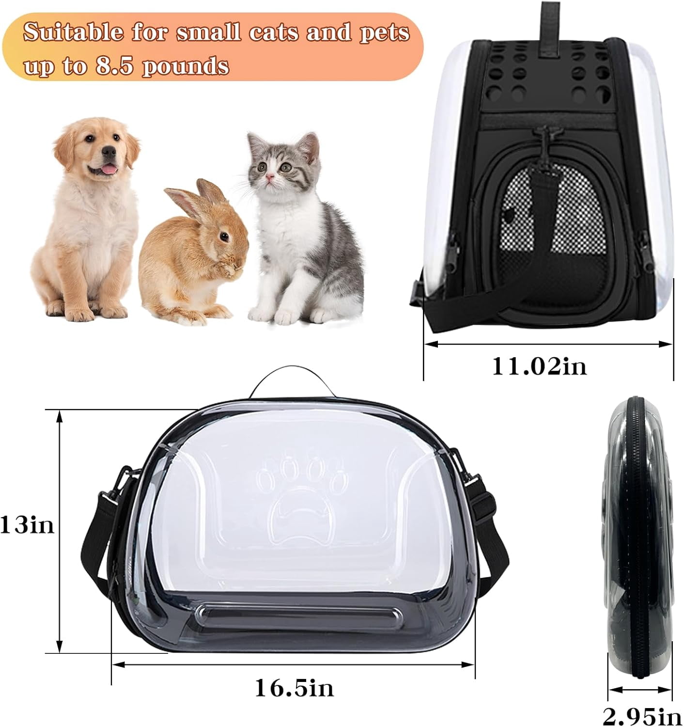 Hard Bag Collapsible Portable Pet Travel Bag for Cats Kitten Puppy