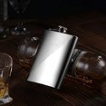 thumbnail image 5 of Petaca de alcohol de acero inoxidable, petaca de whisky de 227 ml/8 oz, petaca portátil con bolsa de cuero sintético, para viajes, pesca, camping, 5 of 5