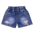 thumbnail image 2 of CYRBOKO Denim Shorts for Toddler Girls, Summer Holidey Loose Elastic Waist Jean Shorts Blue Size 3-4 T, 2 of 4