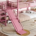 thumbnail image 5 of Bellemave Bunk Bed with Slide and Stairs, Metal Twin Over Twin House Bunk Bed Frame with Storage Shelves, Floor Low Bunk Beds for Bedroom (Pink), 5 of 8