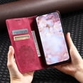 thumbnail image 6 of SaniMore for Google Pixel 8A Case, PU Leather Embosed Mandala Flower Wallet Protective Phone Cover Card Slots Pocket Purse Women Men Kickstand Vintage Shockproof Anti-fall Shell, Red, 6 of 10