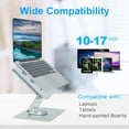 thumbnail image 3 of MITOJOSYEER  Laptop Stand with 360° Rotating Base, Ergonomic Computer Riser for Desk, Adjutable Height Muti-Angle, Foldable Laptop Mount, Stable Metal Holder Support 10-17" Notebook PC, Silver Grey, 3 of 5