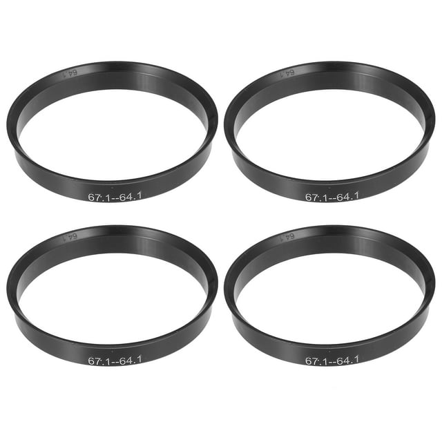 Unique Bargains 4 Pcs 67.1mm to 64.1mm Universal Car Hub Centric Rings Black