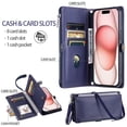 thumbnail image 2 of Dteck for Samsung Galaxy Note 20 Ultra Wallet Case, Crossbody Zipper Purse with Wrist for Women Men, 8-Card Slots Holder PU Leather Kickstand Flip Cover Phone Case,Blue, 2 of 7