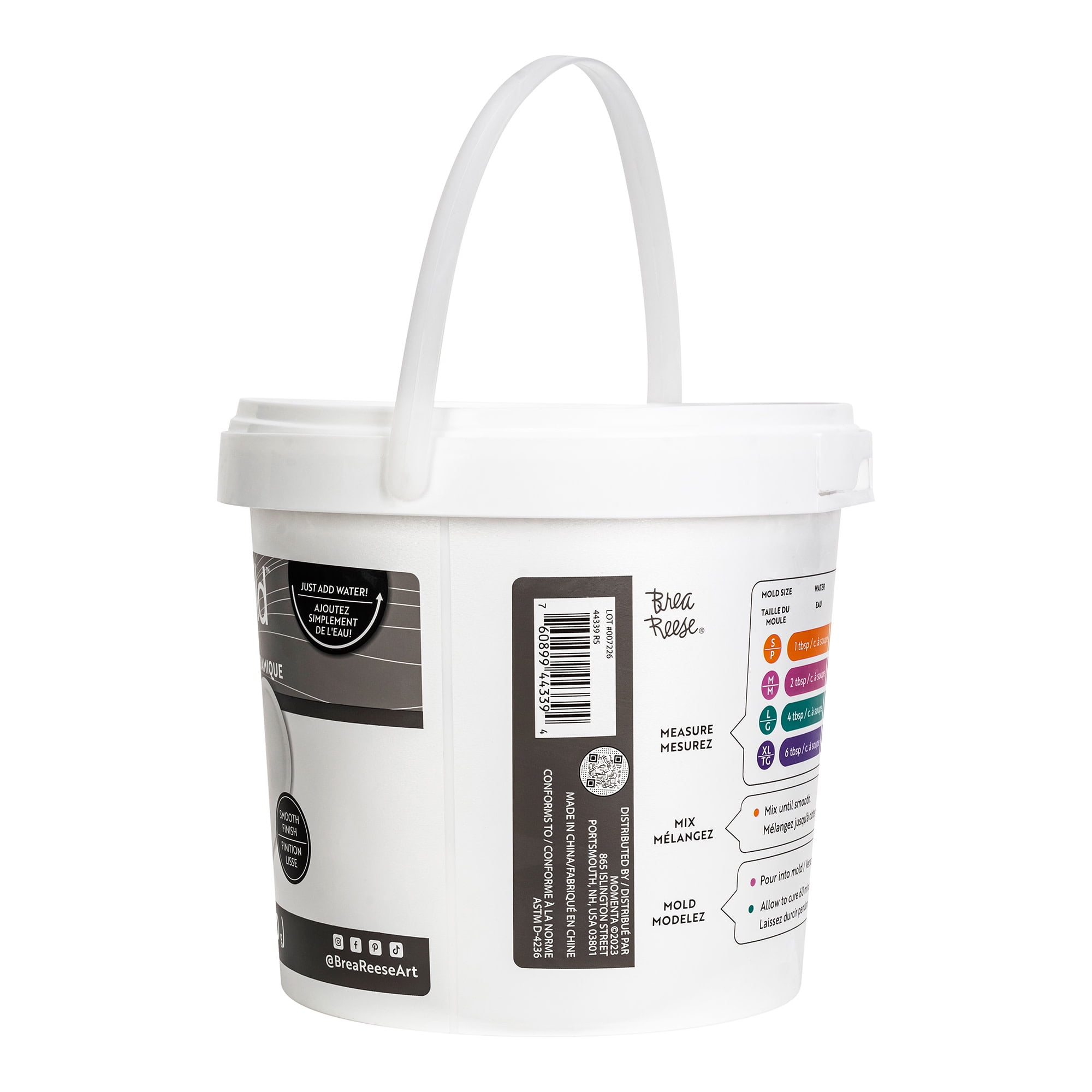 Brea Reese: Mix2Mold Ceramic Resin - White Powder 5.5lb Bucket - Non-Toxic, Smooth Matte Finish, No Heat Or Kiln, Just Add Water, Cures In 60 Min